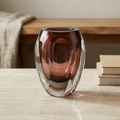 Handmade Glass Vase – Brown (Medium)