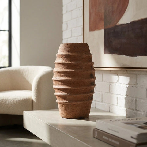 Modern Fluted Brown Vase