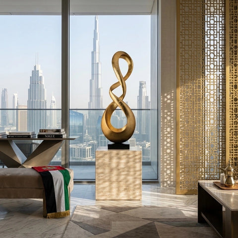 Orion Abstract Decorative Sculpture made from gold-toned resin