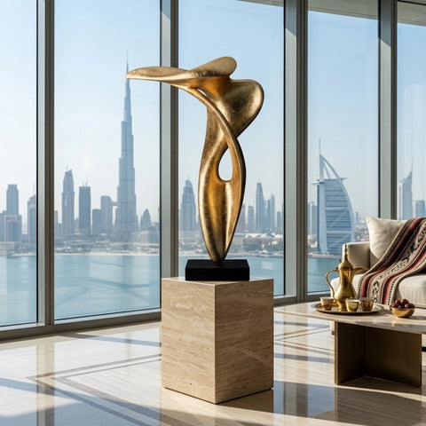 Negative Space Sculpture – Gold T01 with Matte Black Base