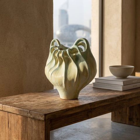 Marea Sculptural Ceramic Vase – Handpainted Artisan Collection.