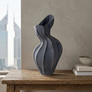 Black ceramic decorative vase