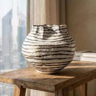Pinstripe Earth Ceramic Vases
