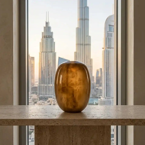 Sand Brown Hand-Made Glass Vase
