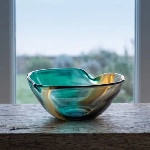 Ocean Green Hand-Made Glass Vase