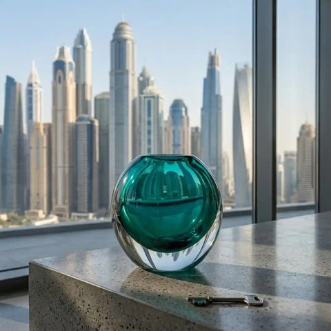 Lake Green Hand-Made Glass Vase