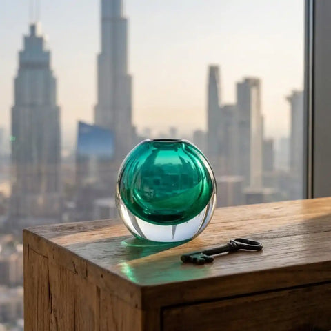 Handmade Glass Vase – Lake Green (Small)