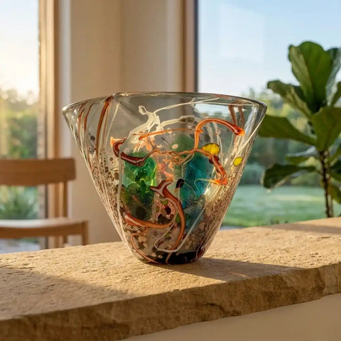 Multi-Gradient Hand-Made Glass Vase