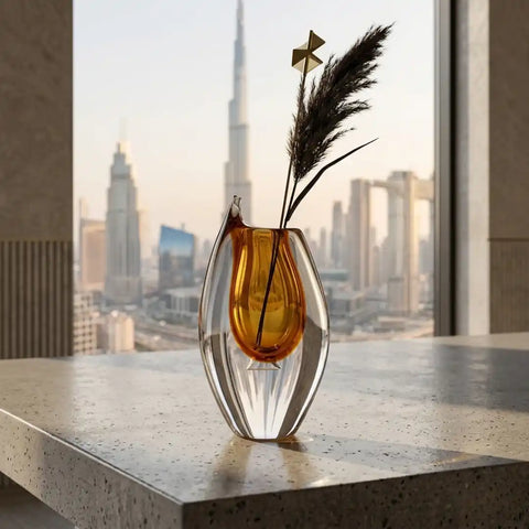 Amber Hand-Made Glass Vase