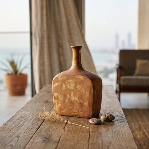 Handcrafted Ceramic Vase with 24K Gold Plating