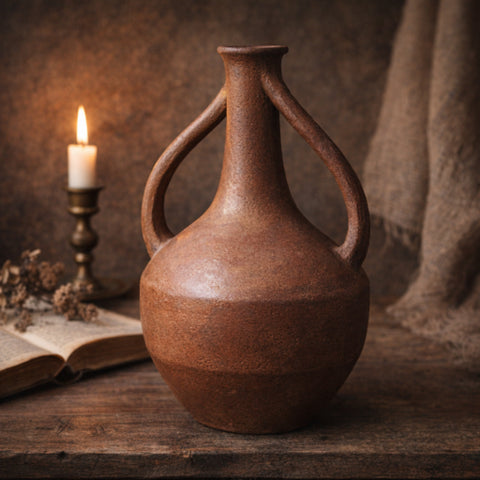 Thalia Vase in Light Terracotta with Gold-Plated Touch
