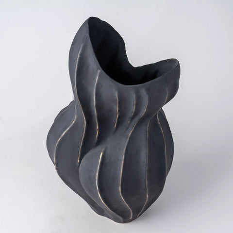 Black ceramic decorative vase