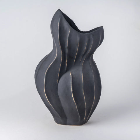 Black ceramic decorative vase