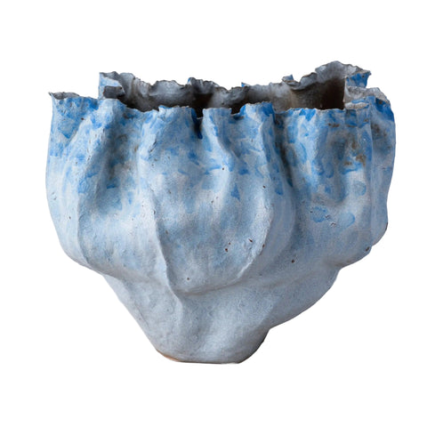 Crate and Barrel Danice White and Blue Small Ceramic Vase