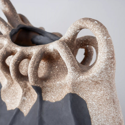 Handcrafted Black and White Speckled Ceramic Vase