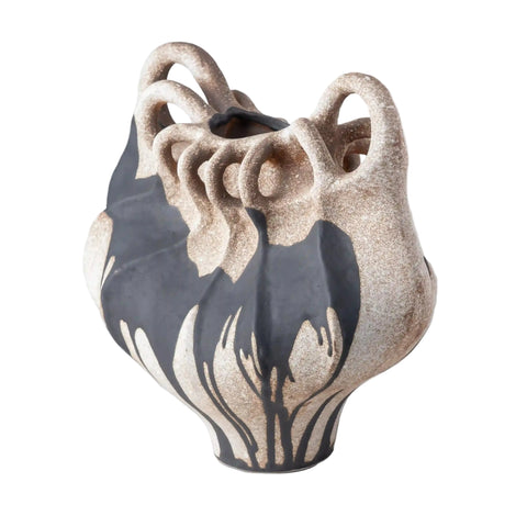 Handcrafted Black and White Speckled Ceramic Vase