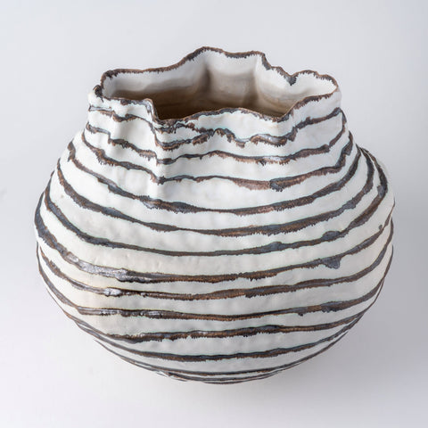Pinstripe Earth Ceramic Vases