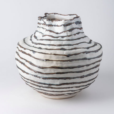 Pinstripe Earth Ceramic Vases