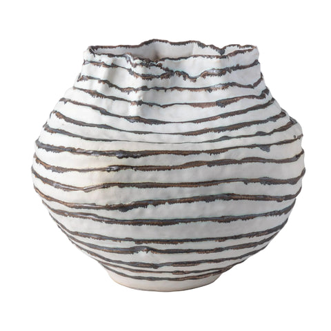 Pinstripe Earth Ceramic Vases