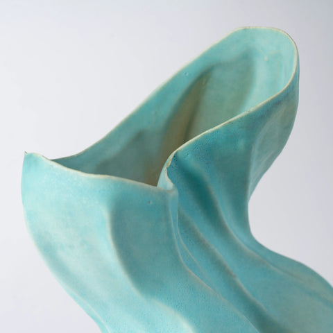 Wavy Turquoise Ceramic Vase