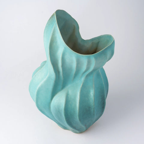 Wavy Turquoise Ceramic Vase