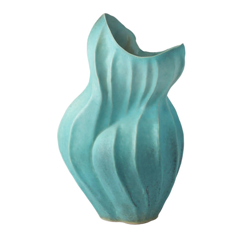 Wavy Turquoise Ceramic Vase