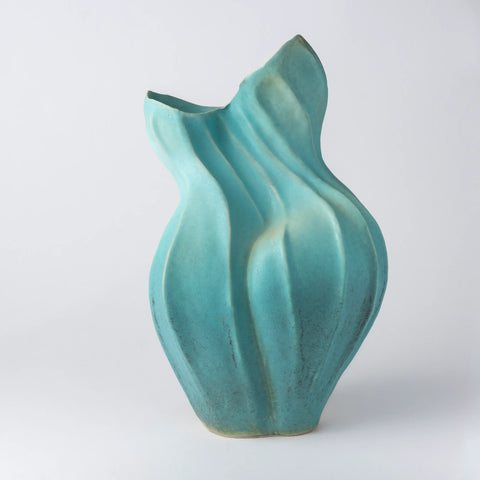 Wavy Turquoise Ceramic Vase