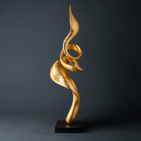 Gold-leaf finished abstract sculpture,