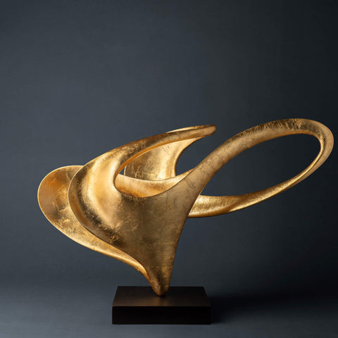 Golden Continuum – Handcrafted Abstract Sculpture in Brushed Gold