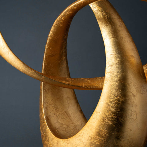 Infinite Grace – Luxury Gold Abstract Sculpture with Matte Black Base