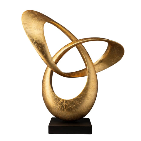 Infinite Grace – Luxury Gold Abstract Sculpture with Matte Black Base