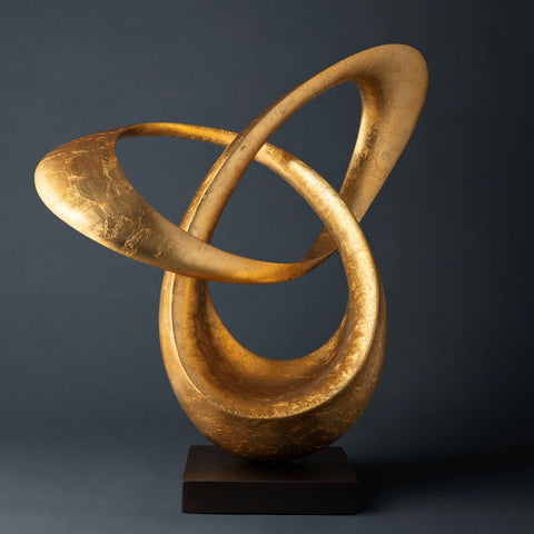 Infinite Grace – Luxury Gold Abstract Sculpture with Matte Black Base