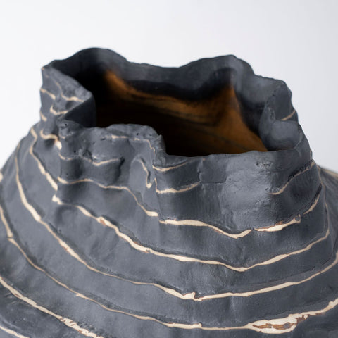 Strata Vessel in Obsidian Ceramic Vases