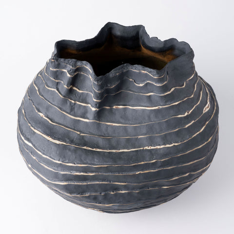 Strata Vessel in Obsidian Ceramic Vases