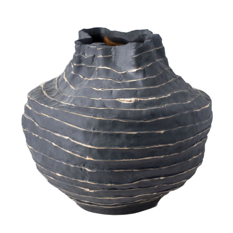 Strata Vessel in Obsidian Ceramic Vases