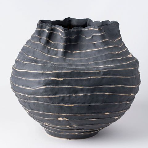 Strata Vessel in Obsidian Ceramic Vases