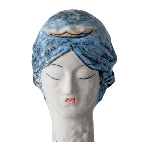 Elongated Portrait in Cobalt Ceramic Vases