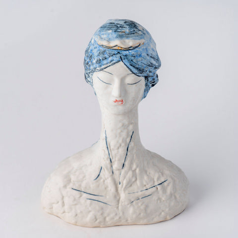 Elongated Portrait in Cobalt Ceramic Vases