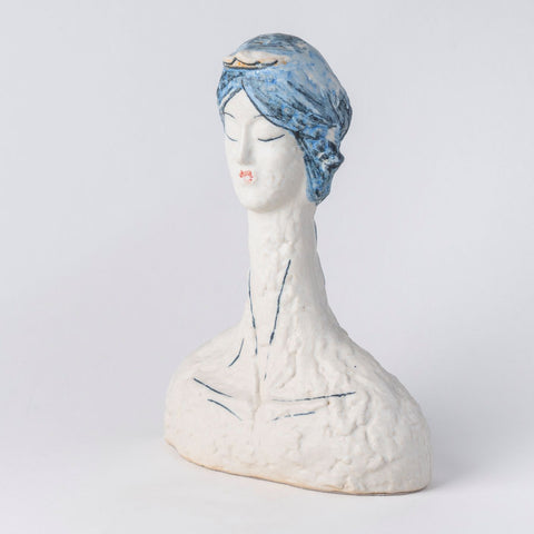 Elongated Portrait in Cobalt Ceramic Vases