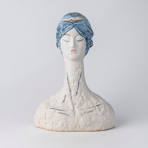 Elongated Portrait in Cobalt Ceramic Vases