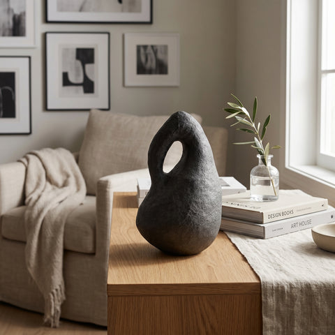 Black Ceramic Sculpture / Decorative Vase
