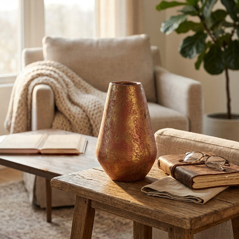 Marina Home Aytan Vase – Medium, Antique Brass Gold Finish
